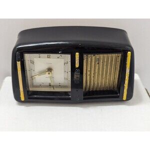 Vtg. Florn German Wind Up Musical Alarm Clock Brown Bakelite - Made in Germany